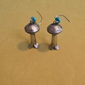 Navajo squash blossom earrings made from repurposed Mercury silver dimes 1941&45